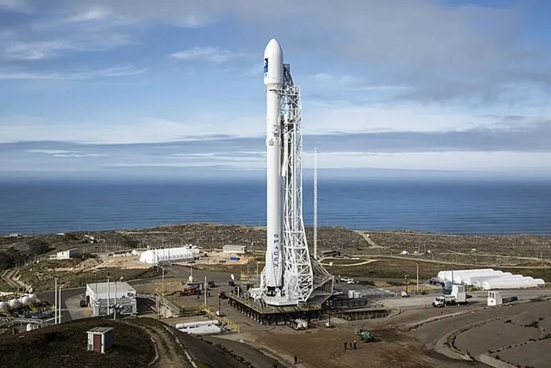 2016 Falcon 9 at Vandenberg Air Force Base - SpaceX Station The 2016 Falcon 9 rocket at Vandenberg Air Force Base, showcasing SpaceX's cutting-edge aerospace technology and advancements in space exploration.