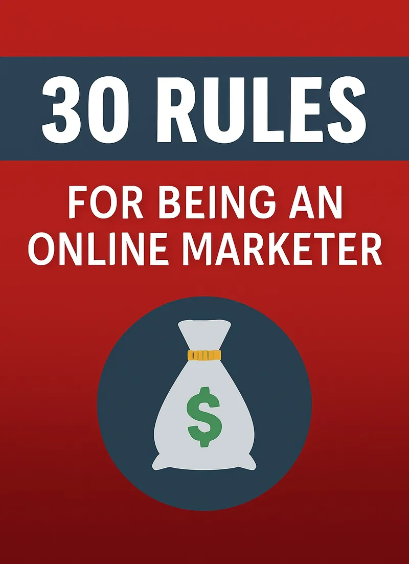 Cover of the ebook 30 Rules for Being an Online Marketer – digital marketing success guide with proven strategies and business growth tips