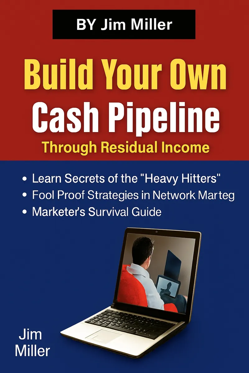 Build Your Own Cash Pipeline ebook cover showing guide to residual income, network marketing strategies, and affiliate marketing success.